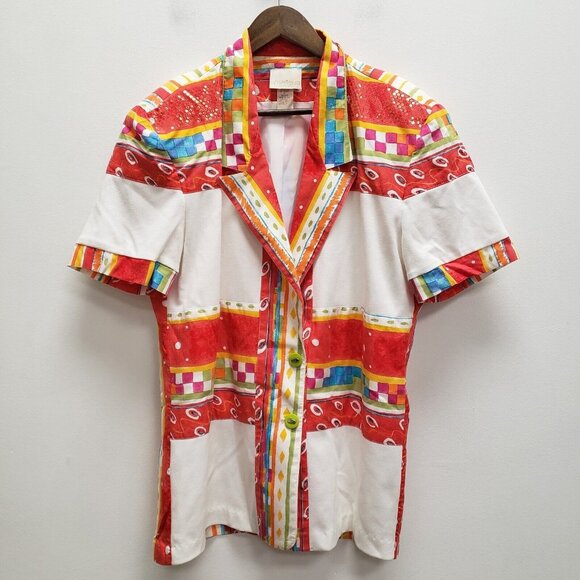 JORDANA Jackets & Blazers - Vintage Jordana Womens Button Up Jacket Size M Multicolored Eclectic Artsy 80'S